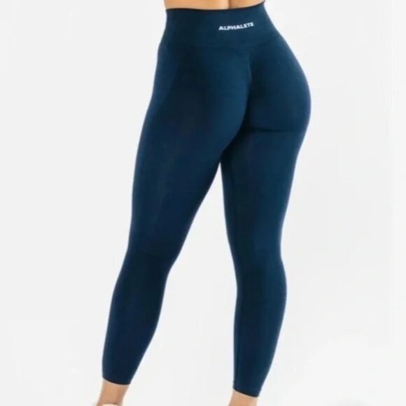 Alphalete Pants - Alphalete Amplify Scunch Butt Leggings Navy Blue Workout Tights Women's M